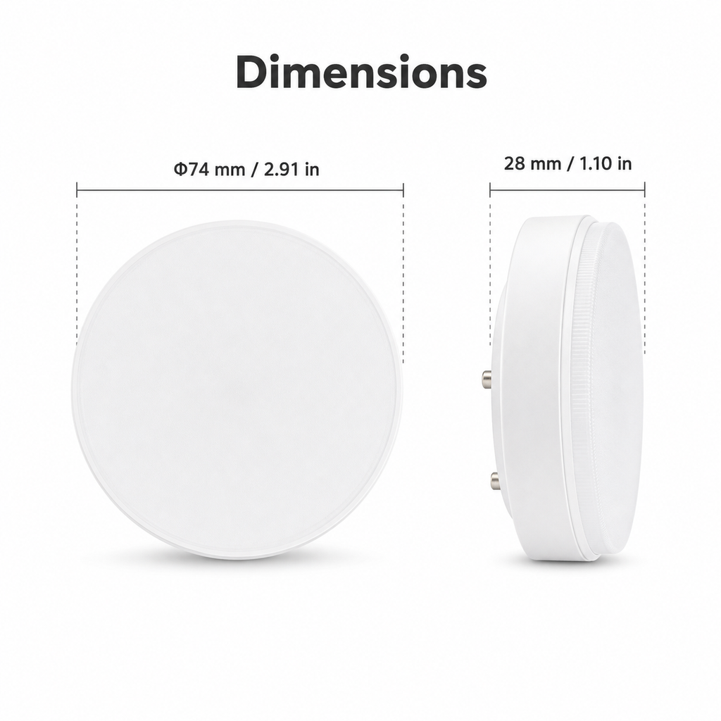 Schéma des dimensions de l'ampoule LED intelligente GX53