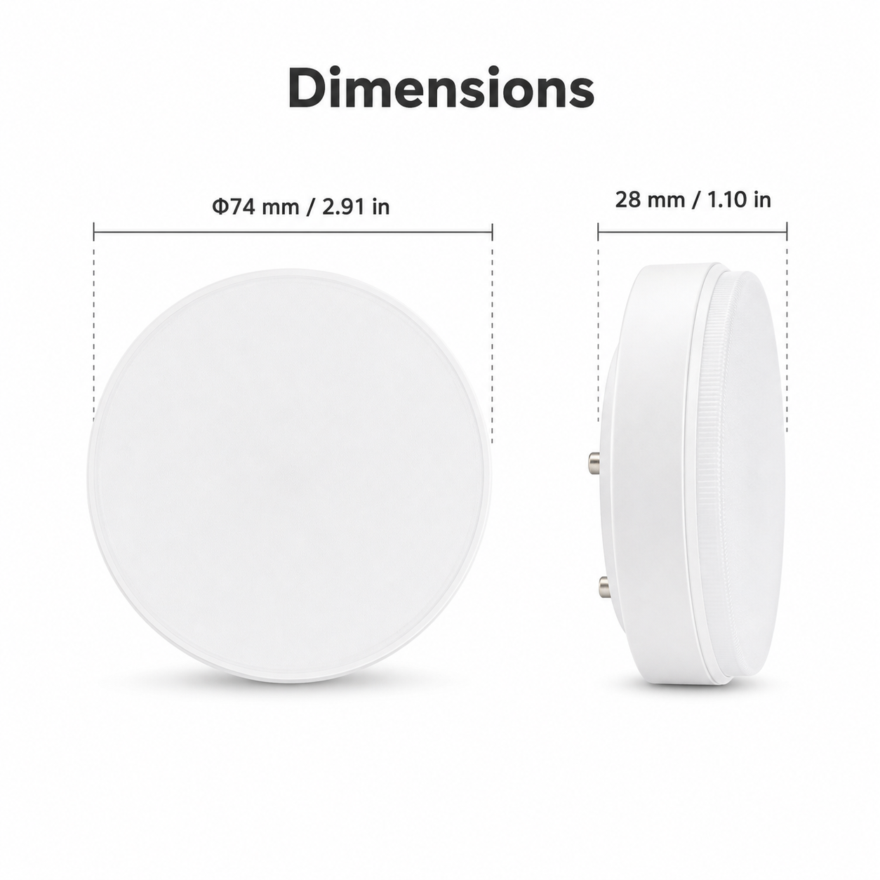 Schéma des dimensions de l'ampoule LED intelligente GX53