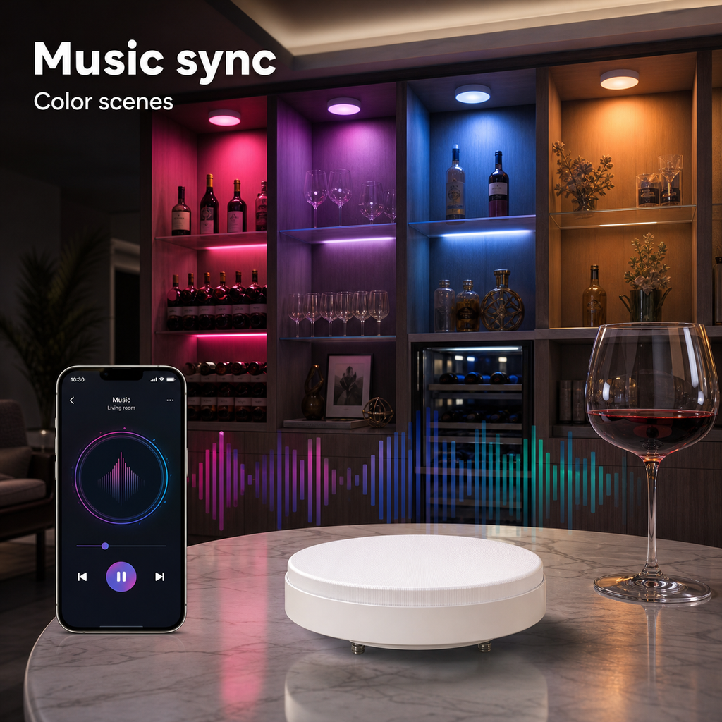 Scène lifestyle de synchronisation musicale avec ampoule GX53