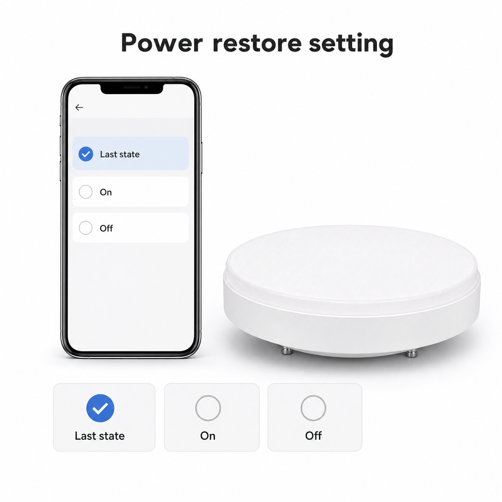 Réglage de reprise après coupure pour ampoule LED GX53