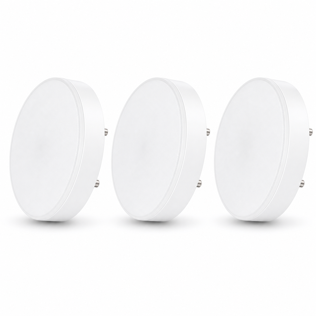 Vue latérale de trois ampoules LED intelligentes GX53