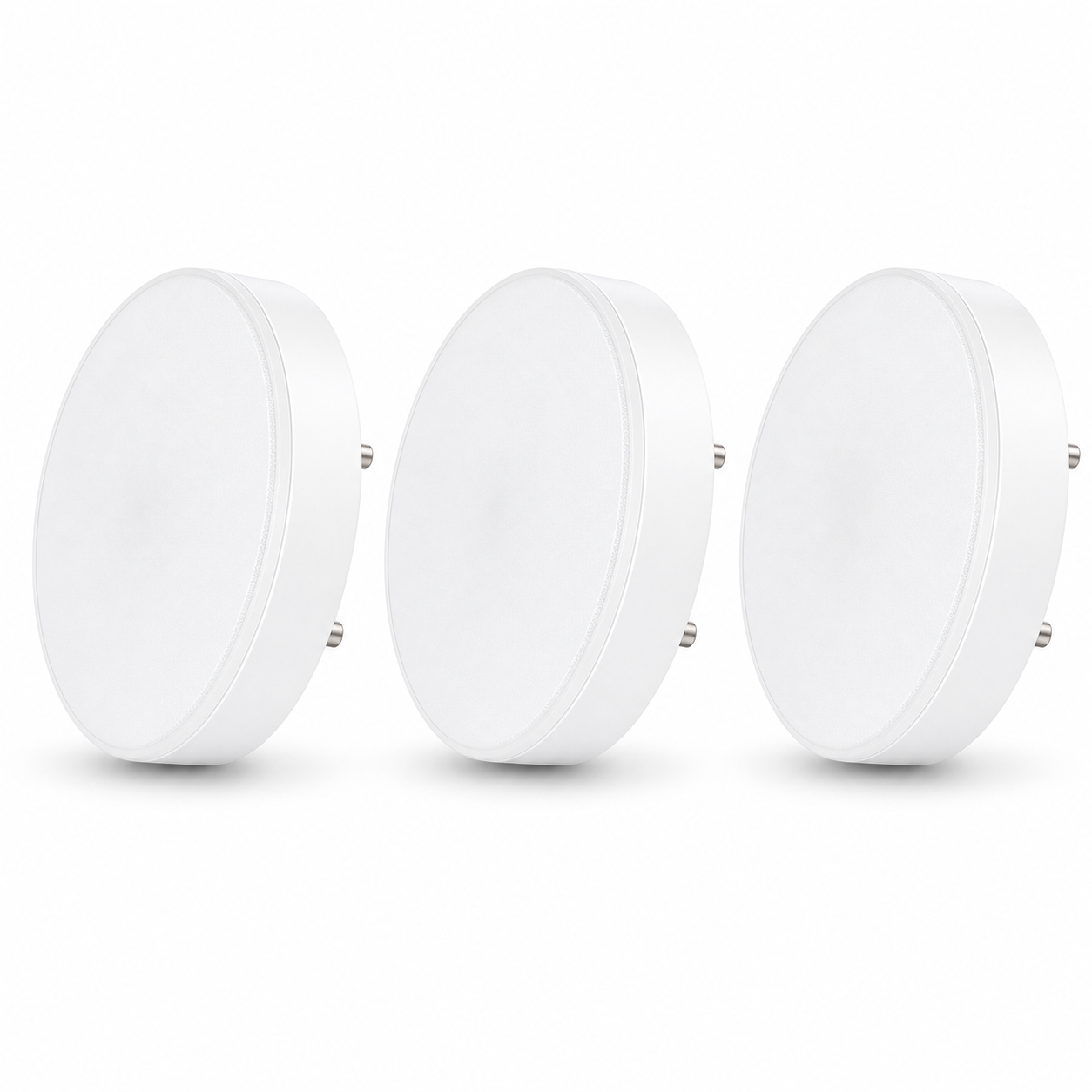 Vue latérale de trois ampoules LED intelligentes GX53
