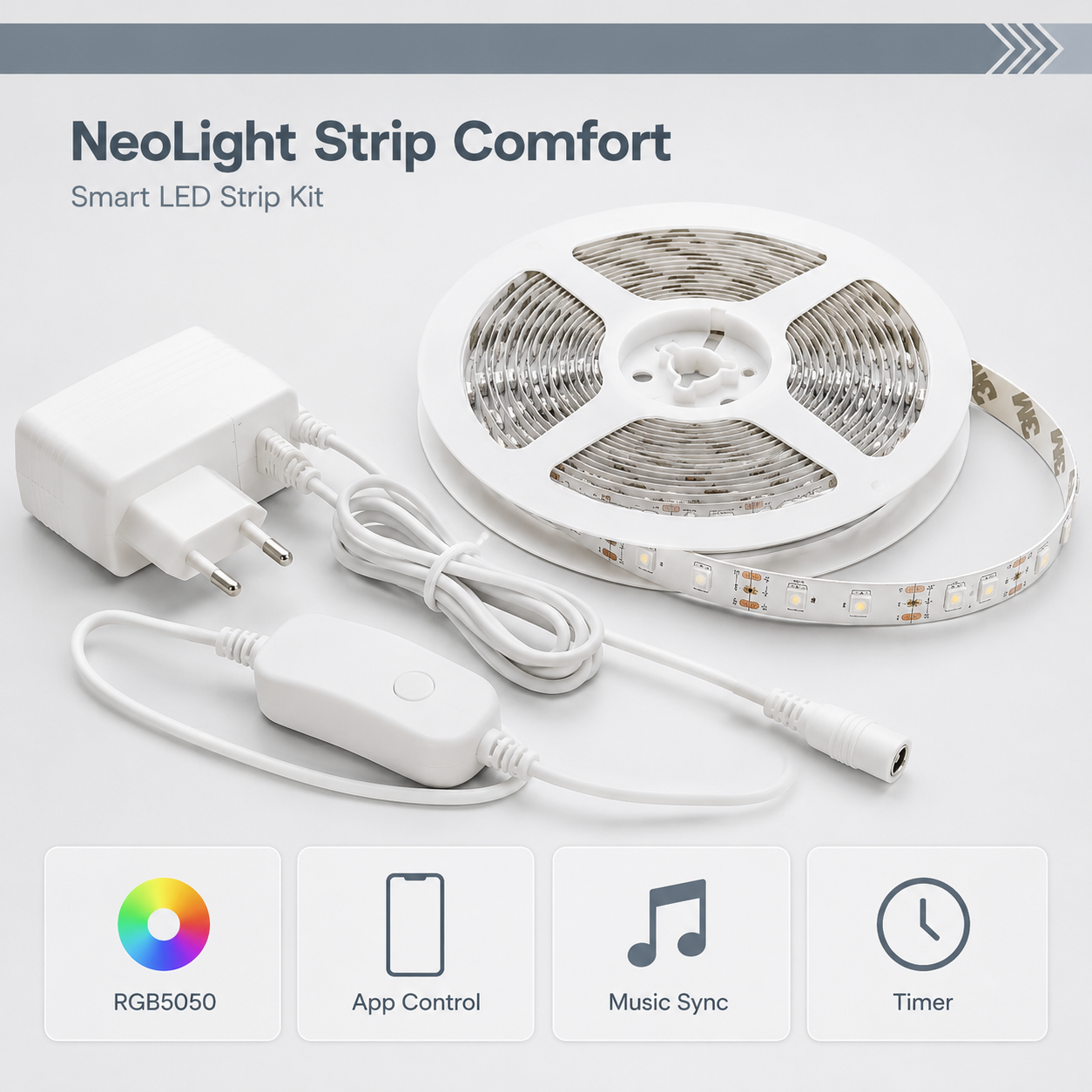 Feature overview for NeoLight Zigbee RGB5050 smart LED strip kit