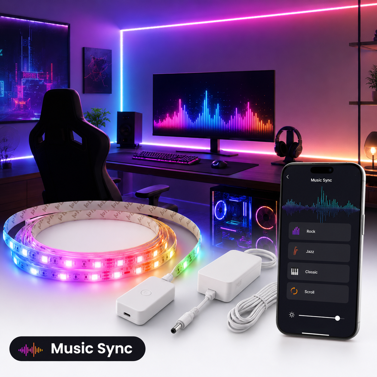 Music sync feature image for NeoLight RGB5050 smart LED strip