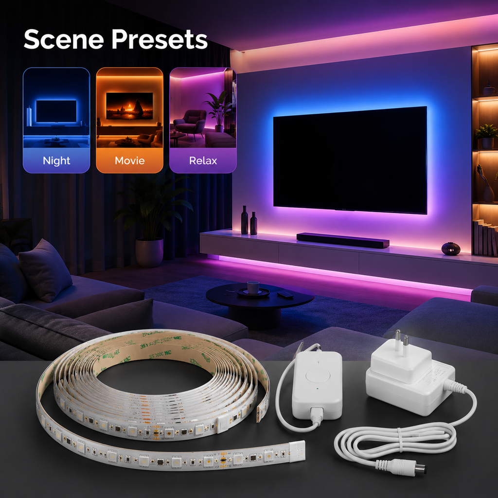 Scene preset image for NeoLight RGB5050 LED strip in a modern room