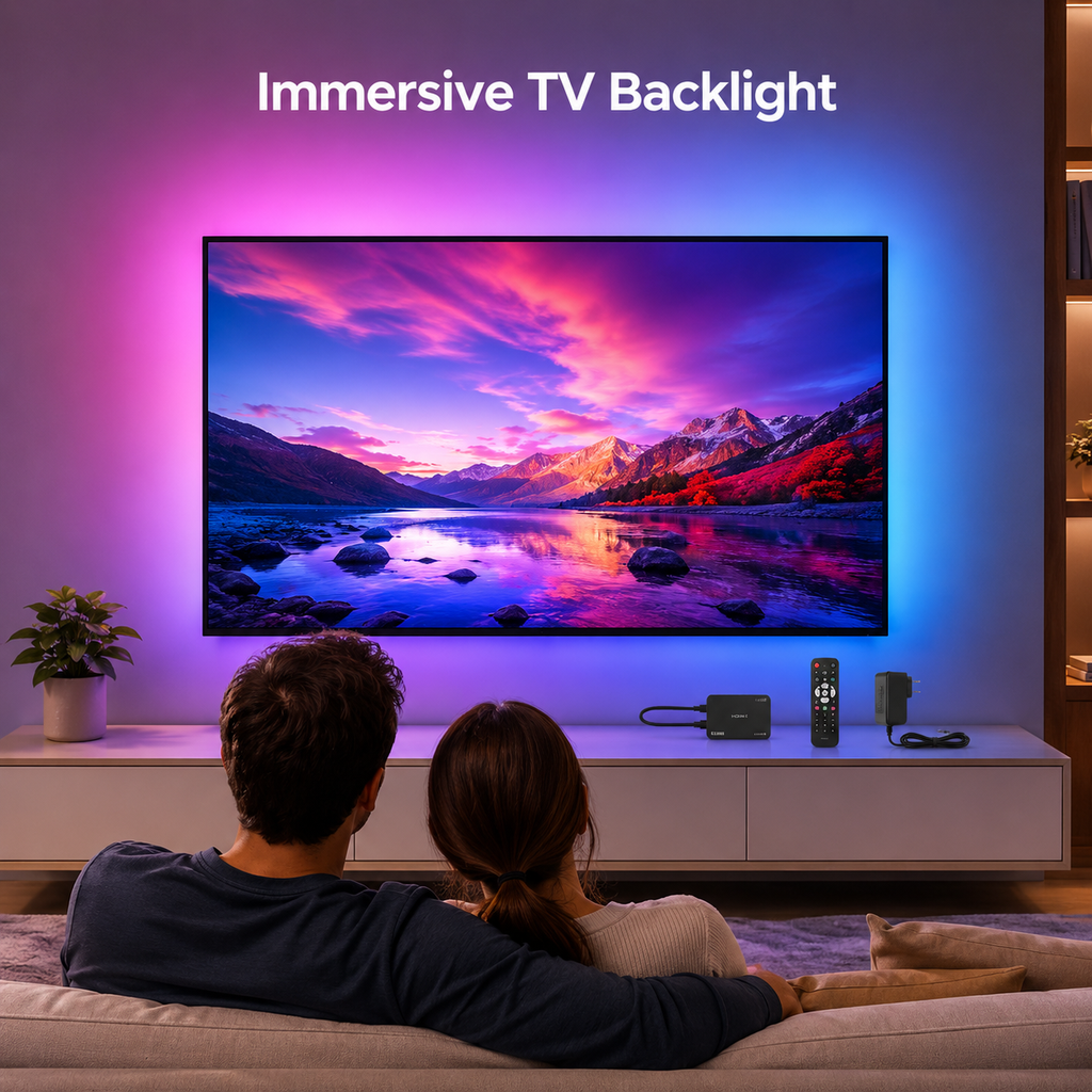 Lifestyle scene of TV LED backlight kit in modern living room