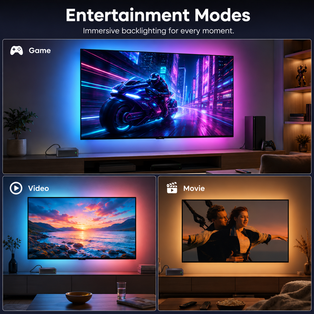 Entertainment mode gallery for HDMI TV LED backlight kit