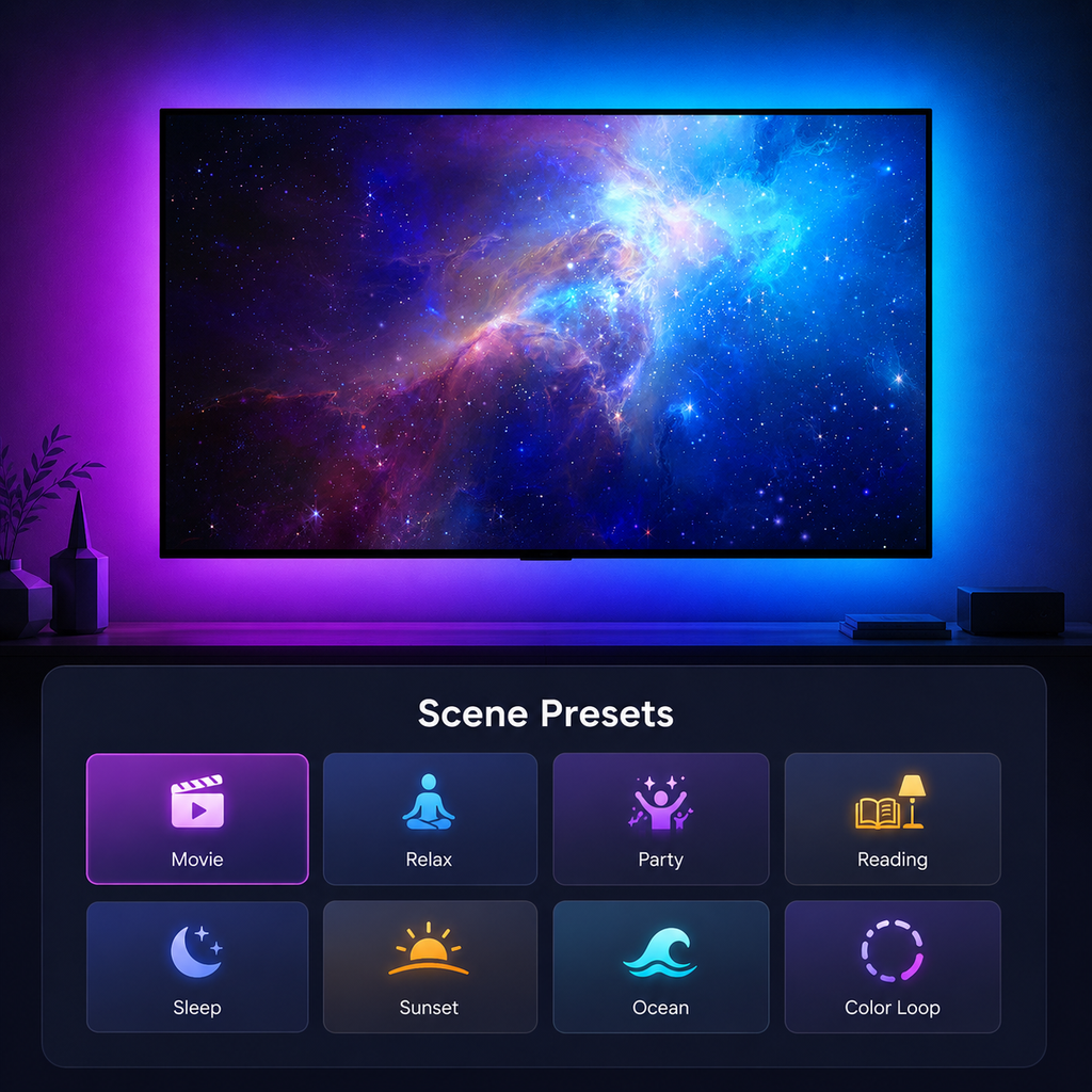 Scene presets interface for TV LED backlight kit