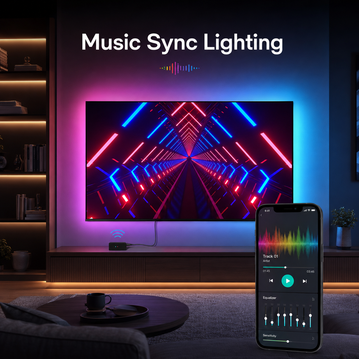 Music sync lighting scene for TV LED backlight kit