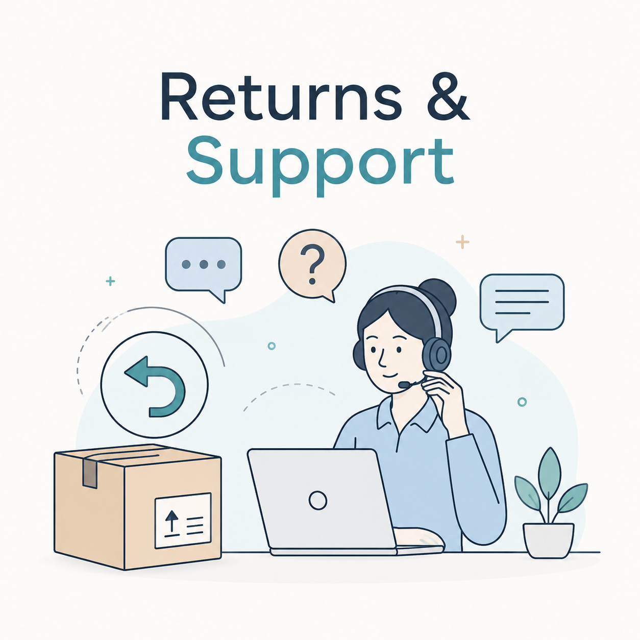Clean returns and support visual for product page