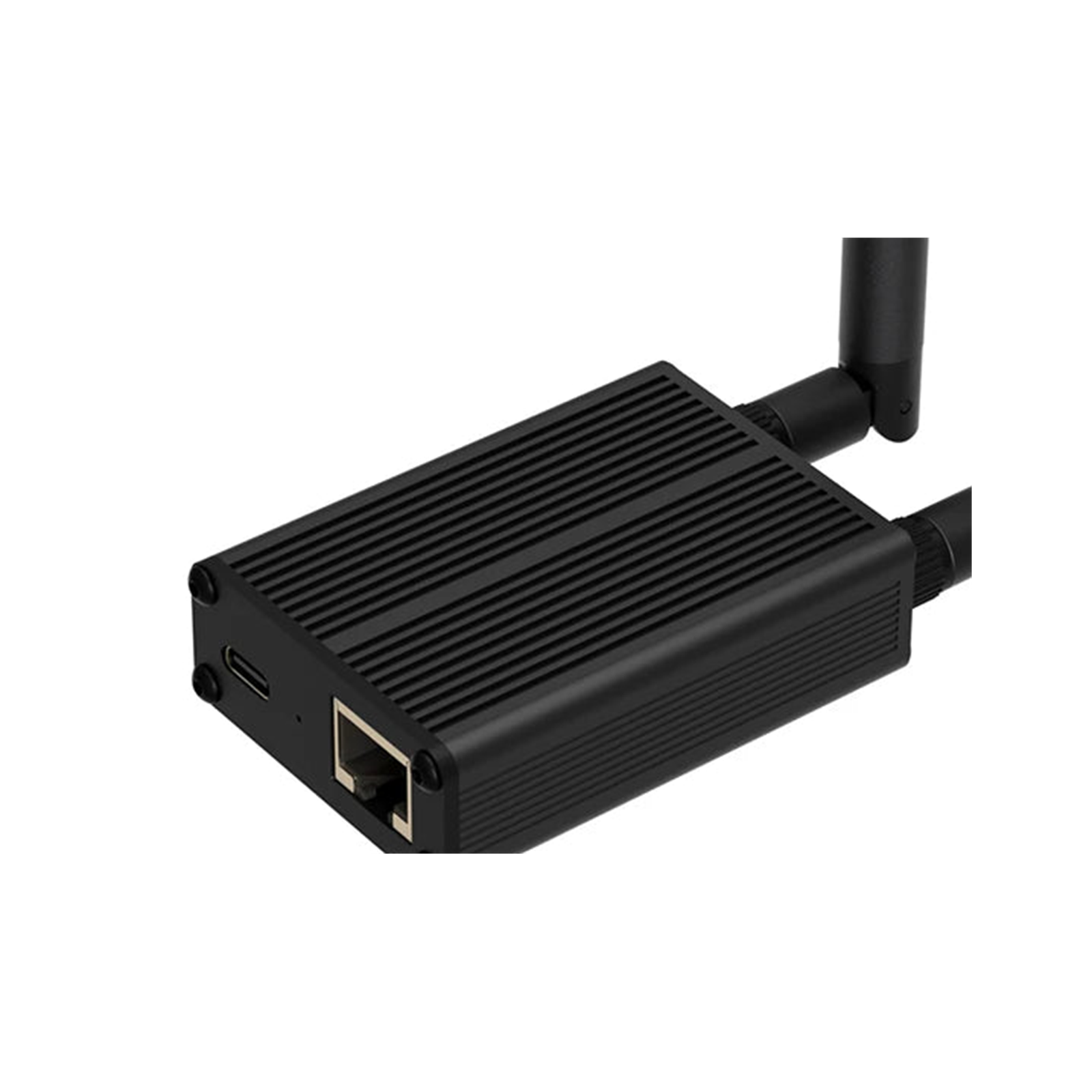 Détail des ports RJ45 et USB-C de la passerelle NéoLink Ethernet Essential sur fond blanc