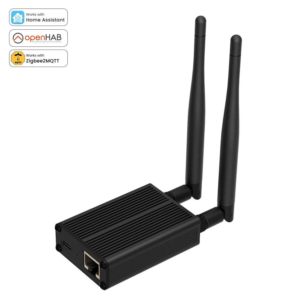Passerelle NéoLink Ethernet Essential ZigBee 3.0 noire avec connexion Ethernet.