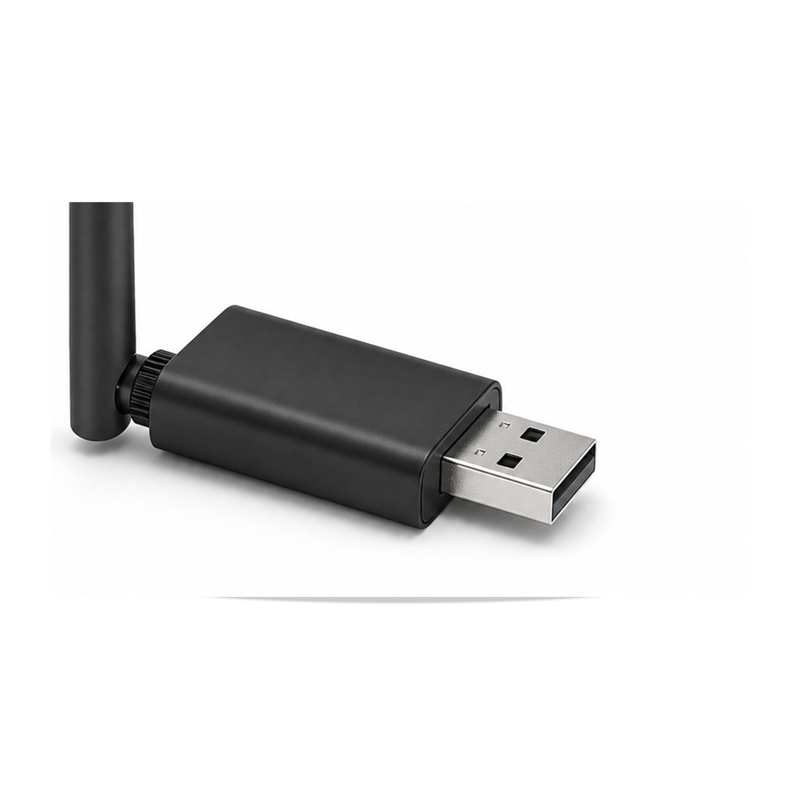 Détail du connecteur USB-A et de l’antenne externe du dongle NéoLink Lite Pro sur fond blanc.