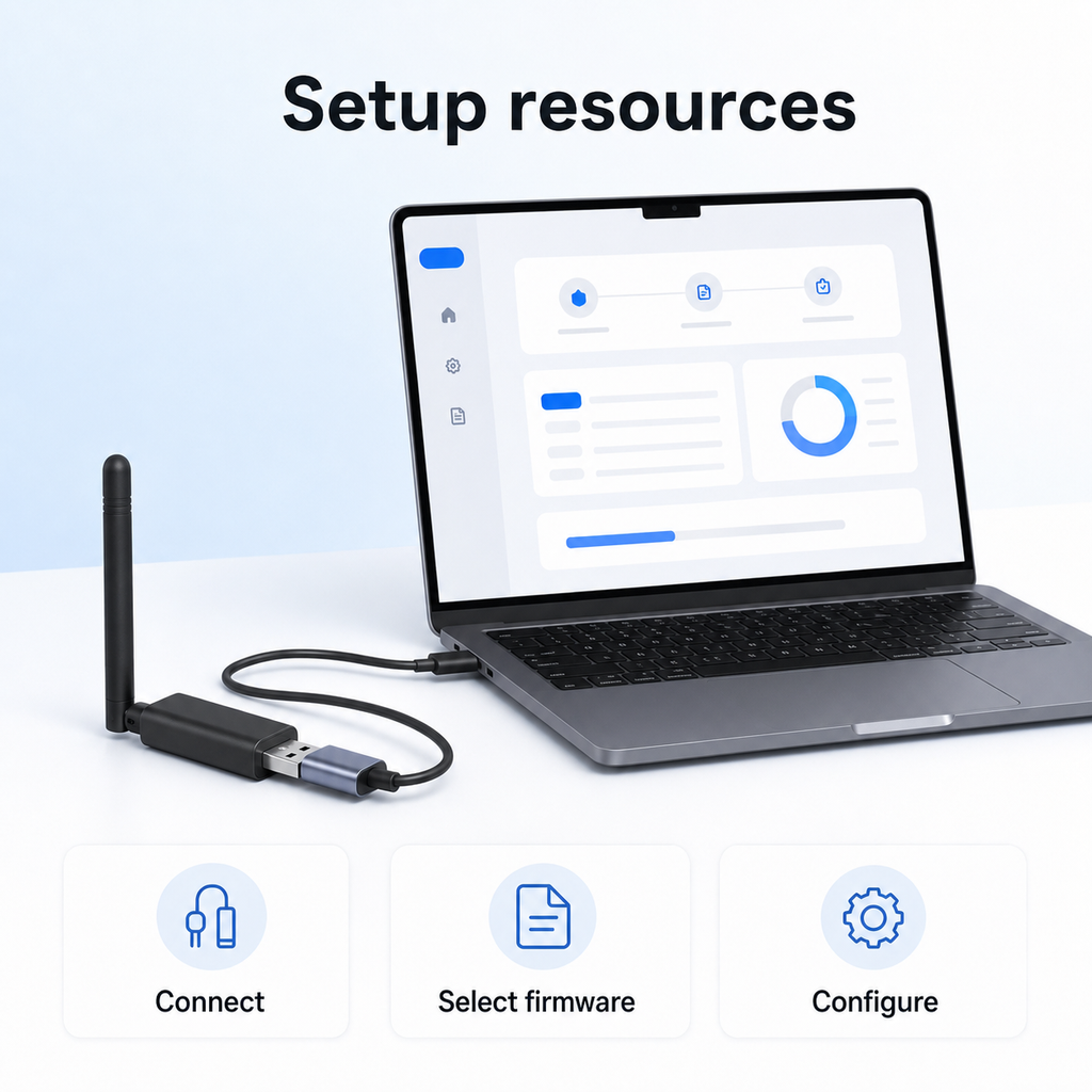 Ressources de configuration firmware pour dongle USB ZigBee et Thread.