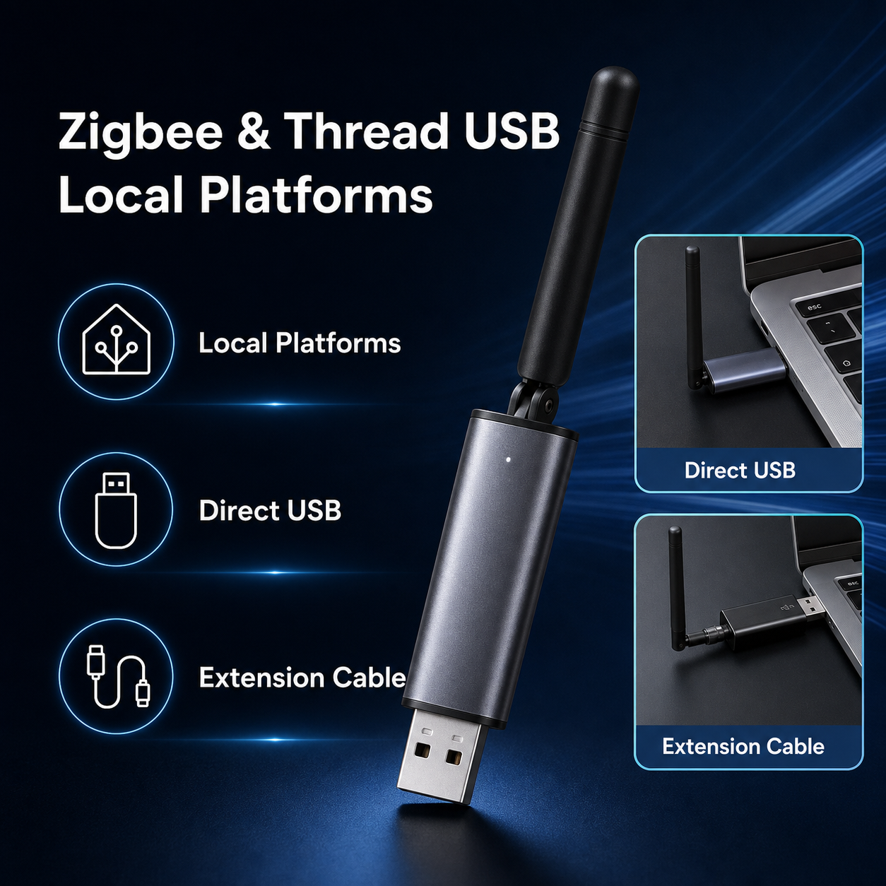 MG24 Pro USB dongle with direct USB setup for local smart home platforms