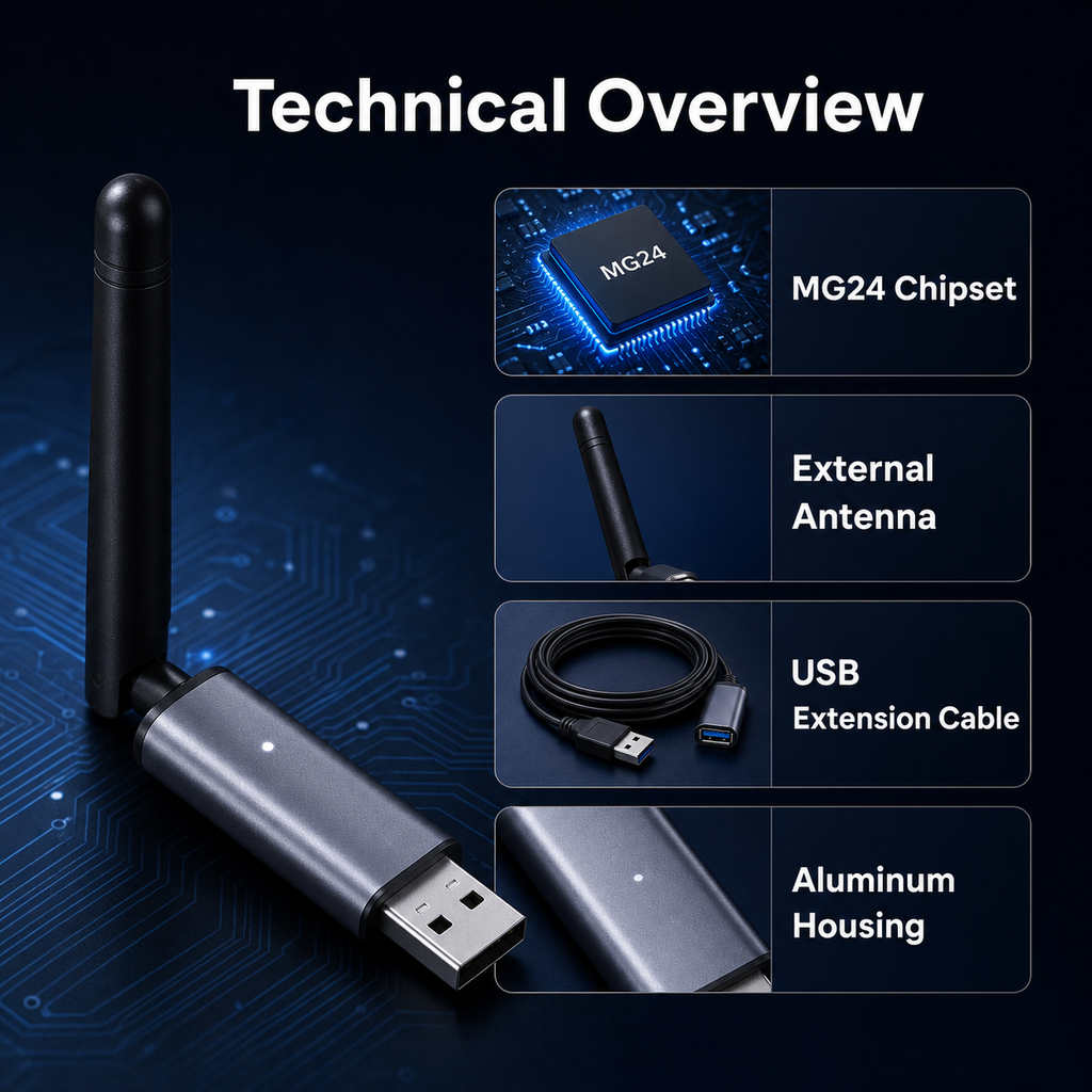 Technical overview of MG24 Pro Zigbee and Thread USB dongle