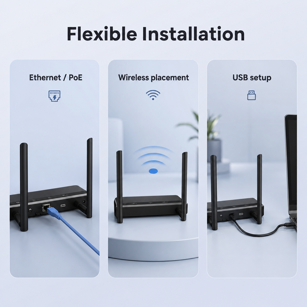 Flexible installation modes for Zigbee Ethernet PoE gateway