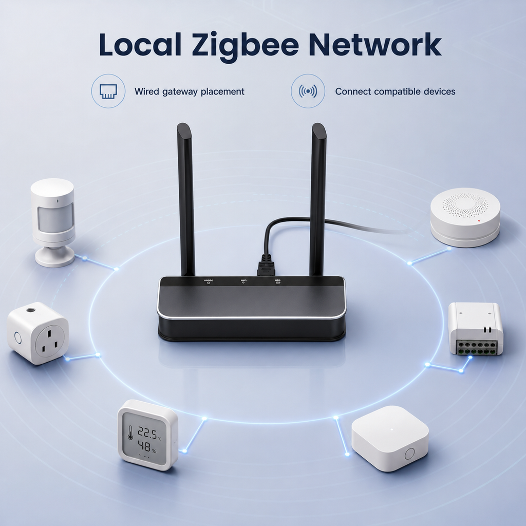Local Zigbee network visual for Ethernet PoE gateway