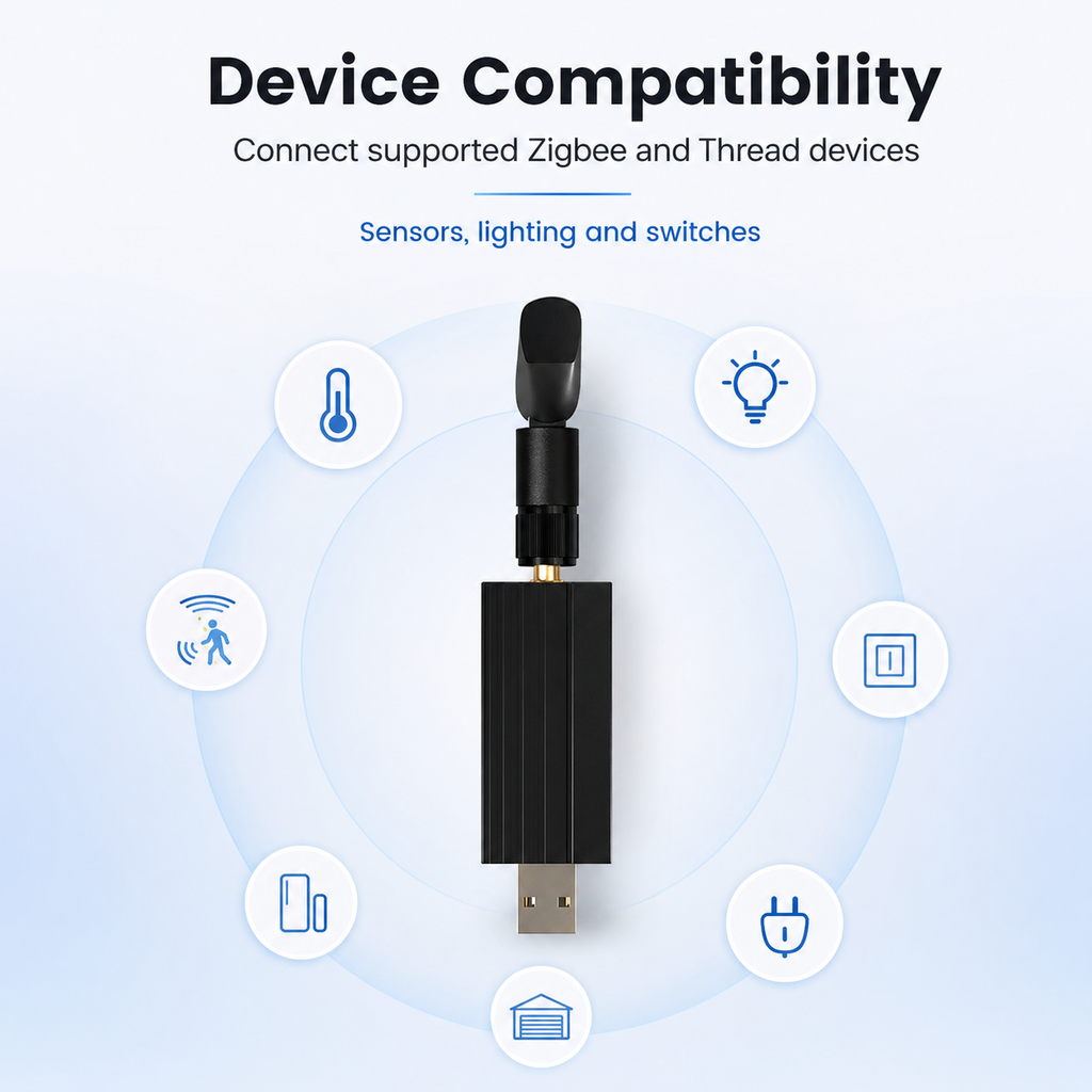 Device compatibility visual for Zigbee and Thread USB dongle