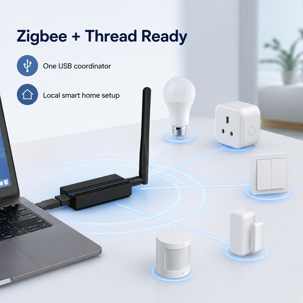 Dual protocol setup visual for Zigbee and Thread USB dongle