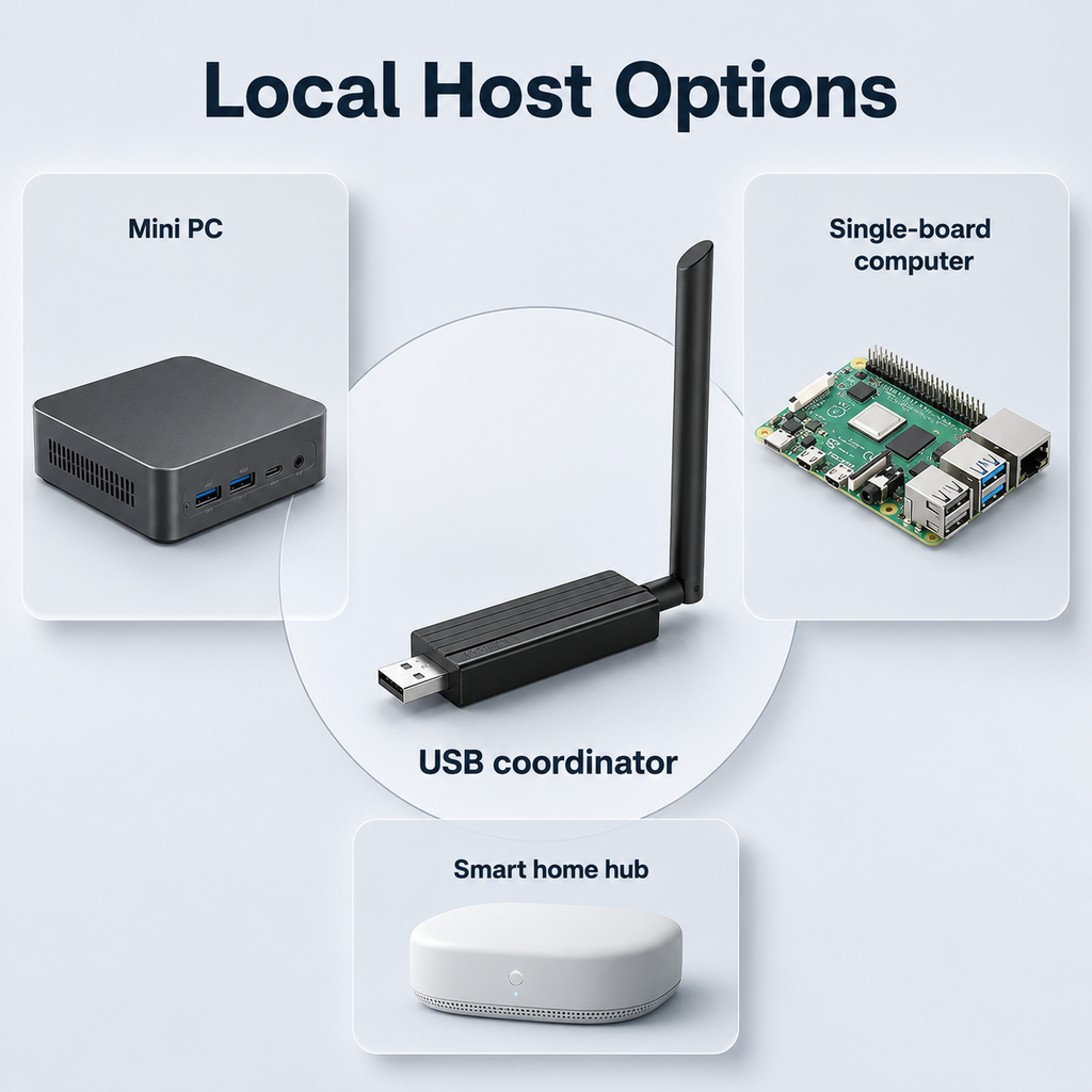 Local host options visual for Zigbee and Thread USB dongle