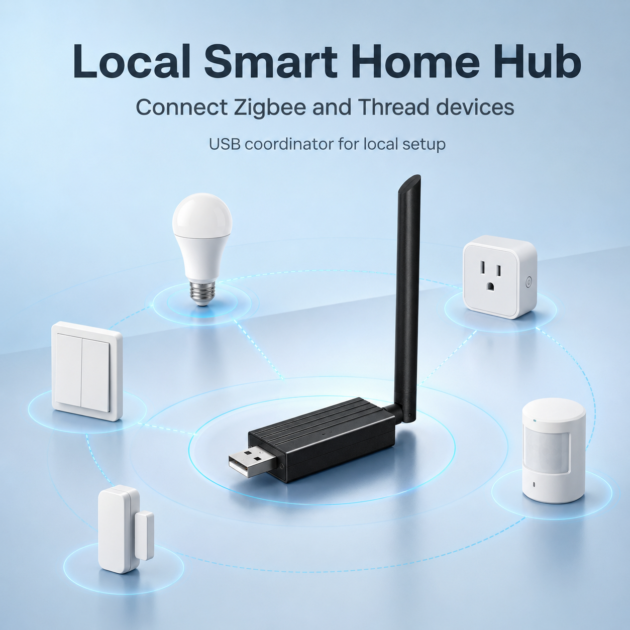 Local smart home hub visual for Zigbee and Thread USB dongle