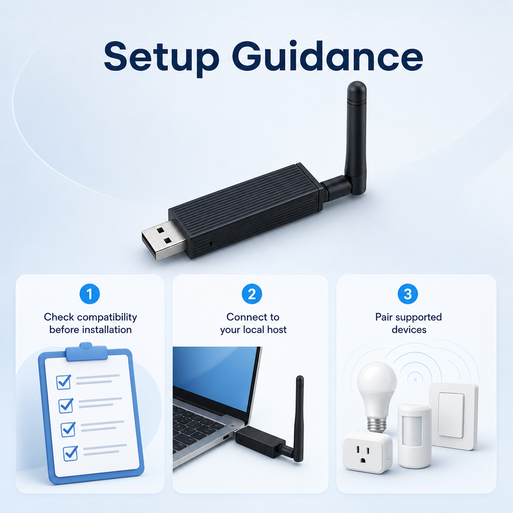 Setup guidance visual for Zigbee and Thread USB dongle