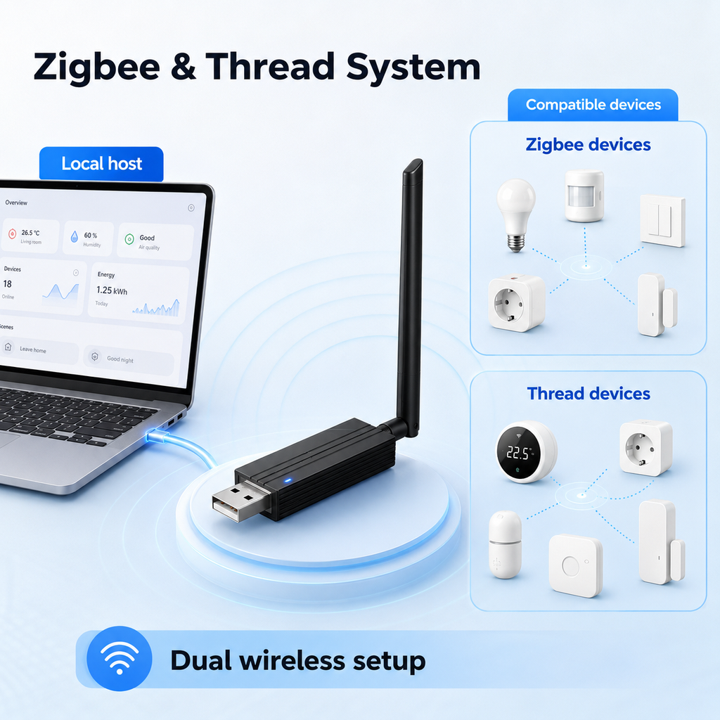 Zigbee and Thread system visual for USB dongle