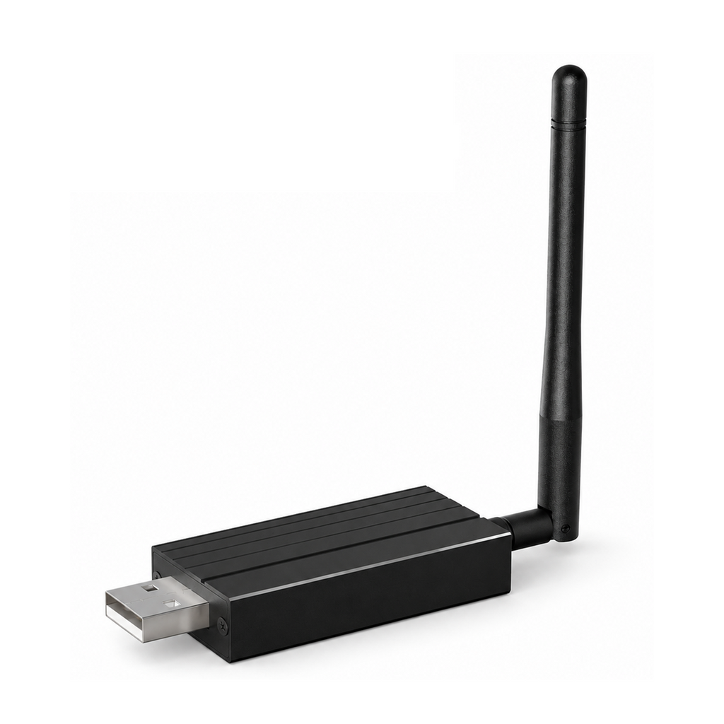 Dongle NéoLink USB Essential noir avec antenne externe sur fond blanc