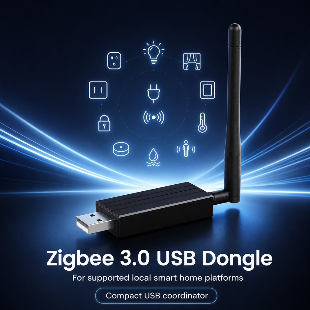Premium hero image of Zigbee 3.0 USB dongle with antenna