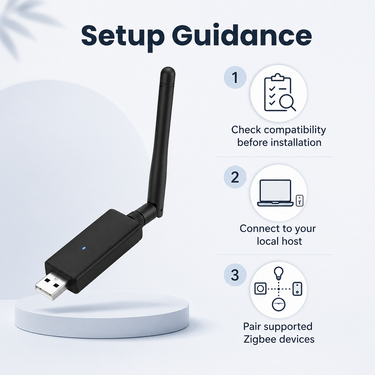 Setup guidance visual for Zigbee USB dongle