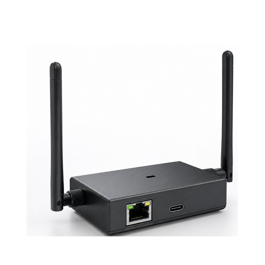 Passerelle Z-Wave 800 PoE NéoLink Z-Wave Max Pro avec ports RJ45 et USB-C sur fond blanc.