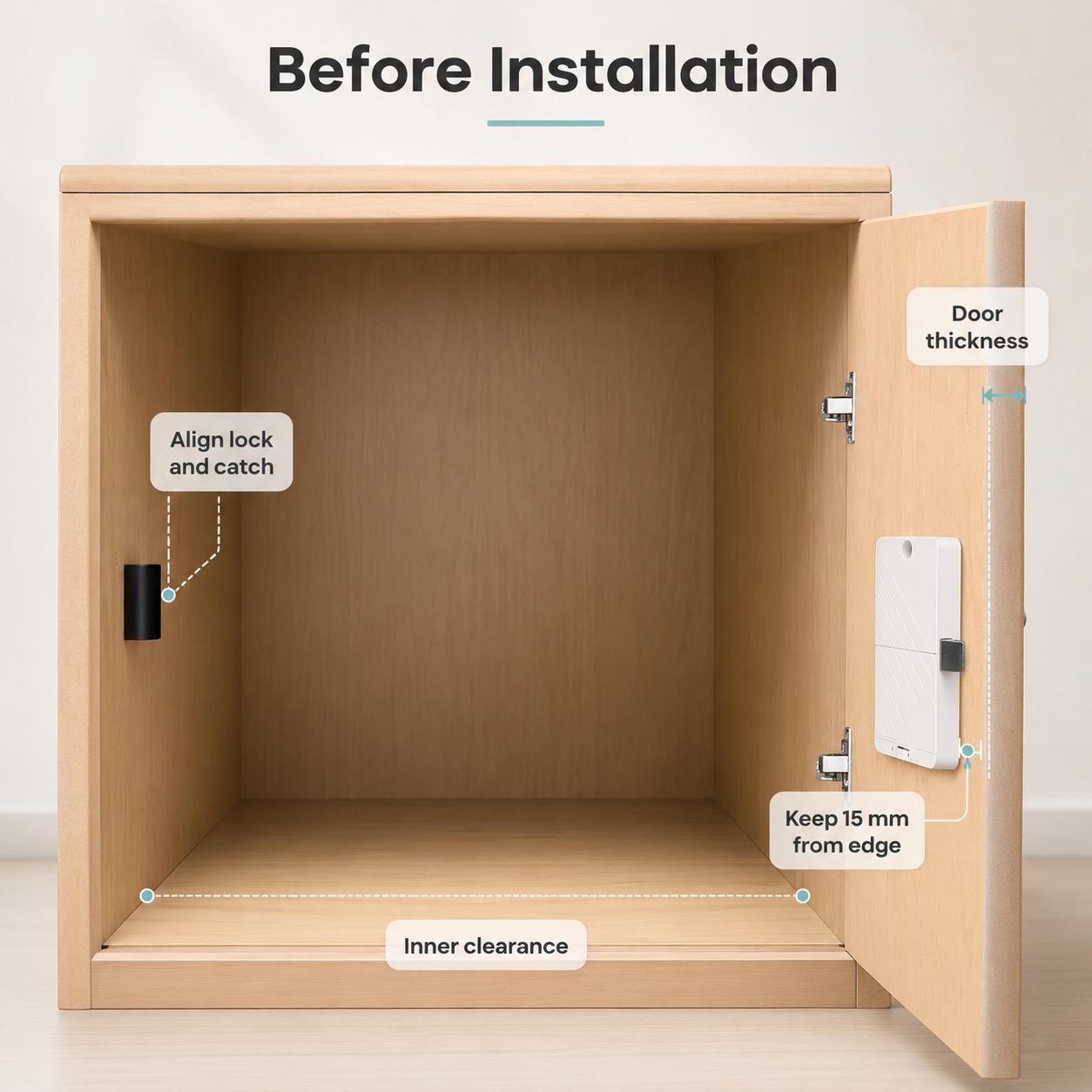 Before installation tips for smart cabinet lock