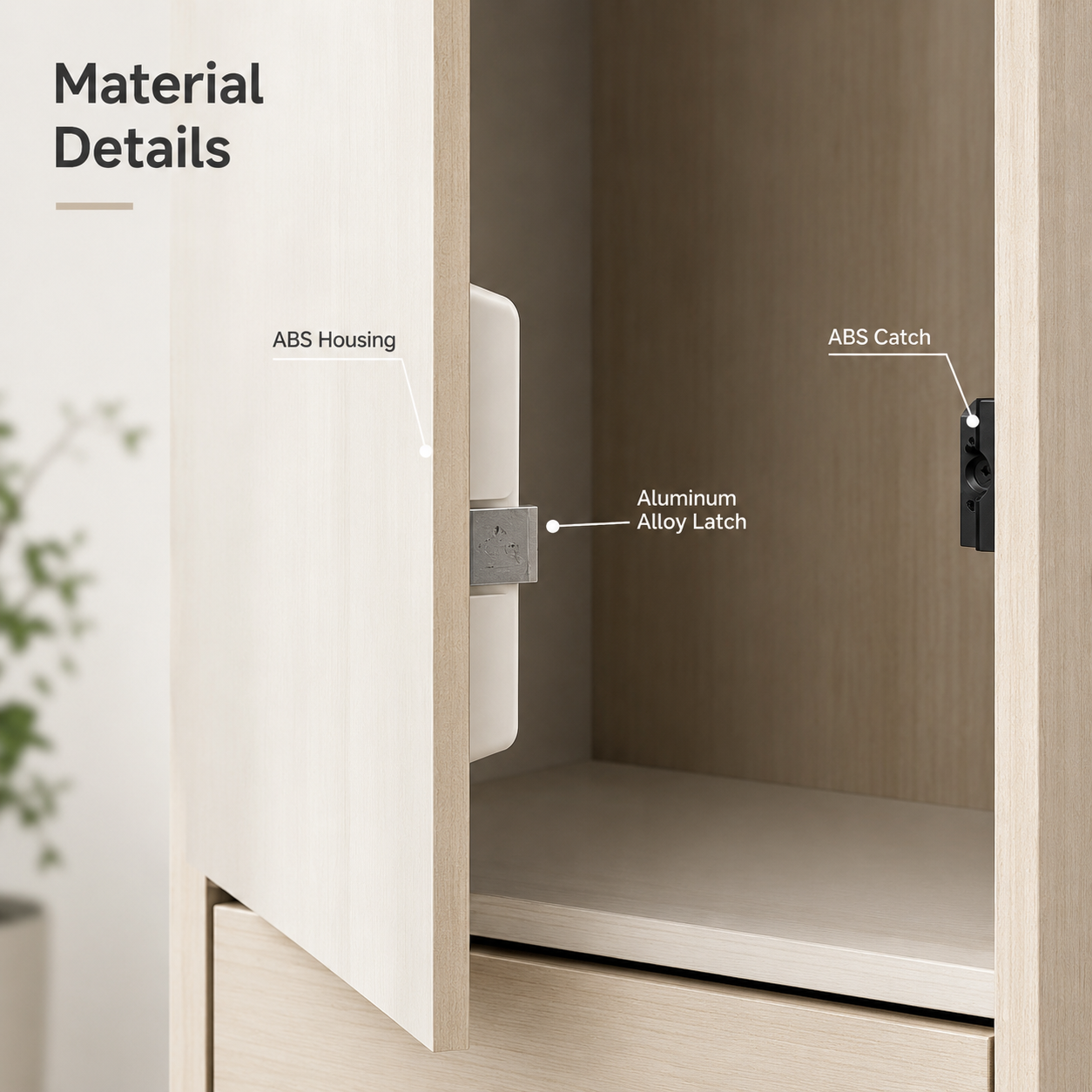 Durable materials detail for Bluetooth cabinet lock
