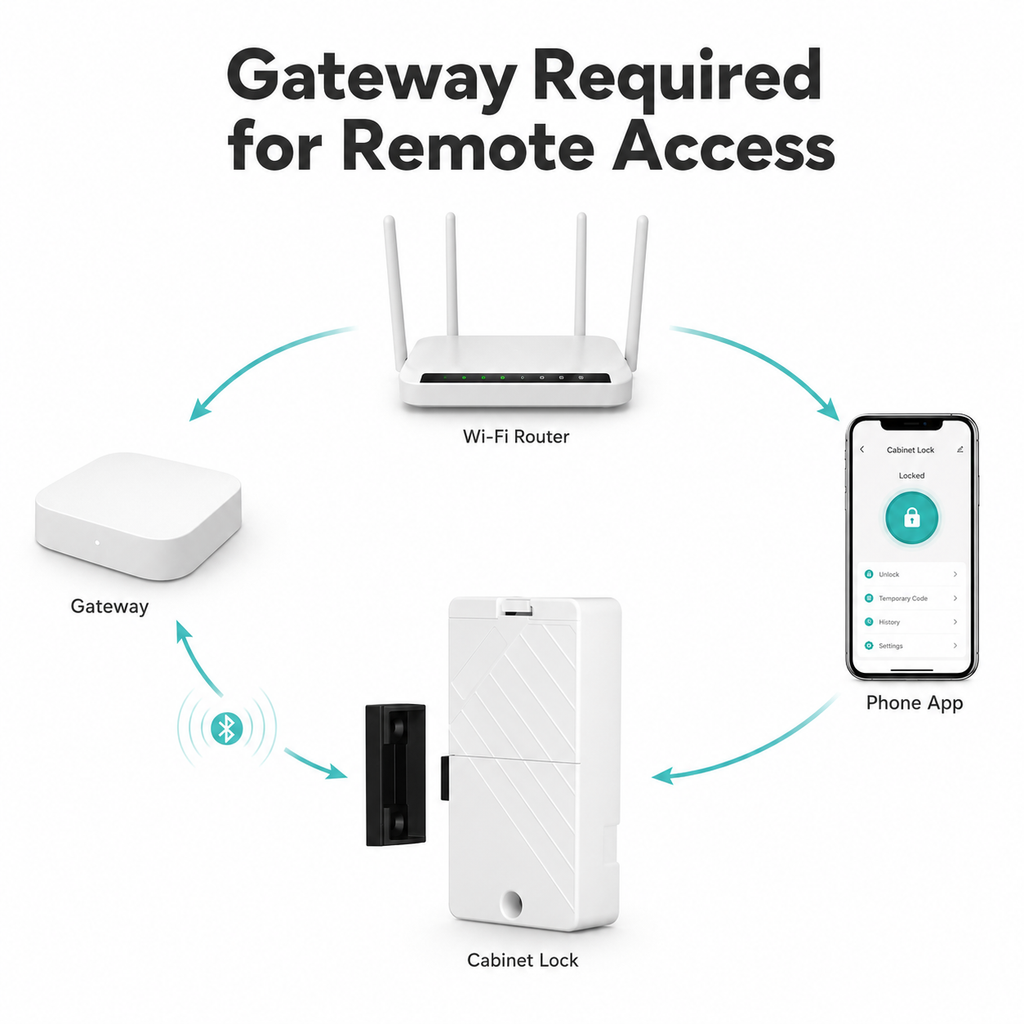 Bluetooth gateway note for remote cabinet lock access