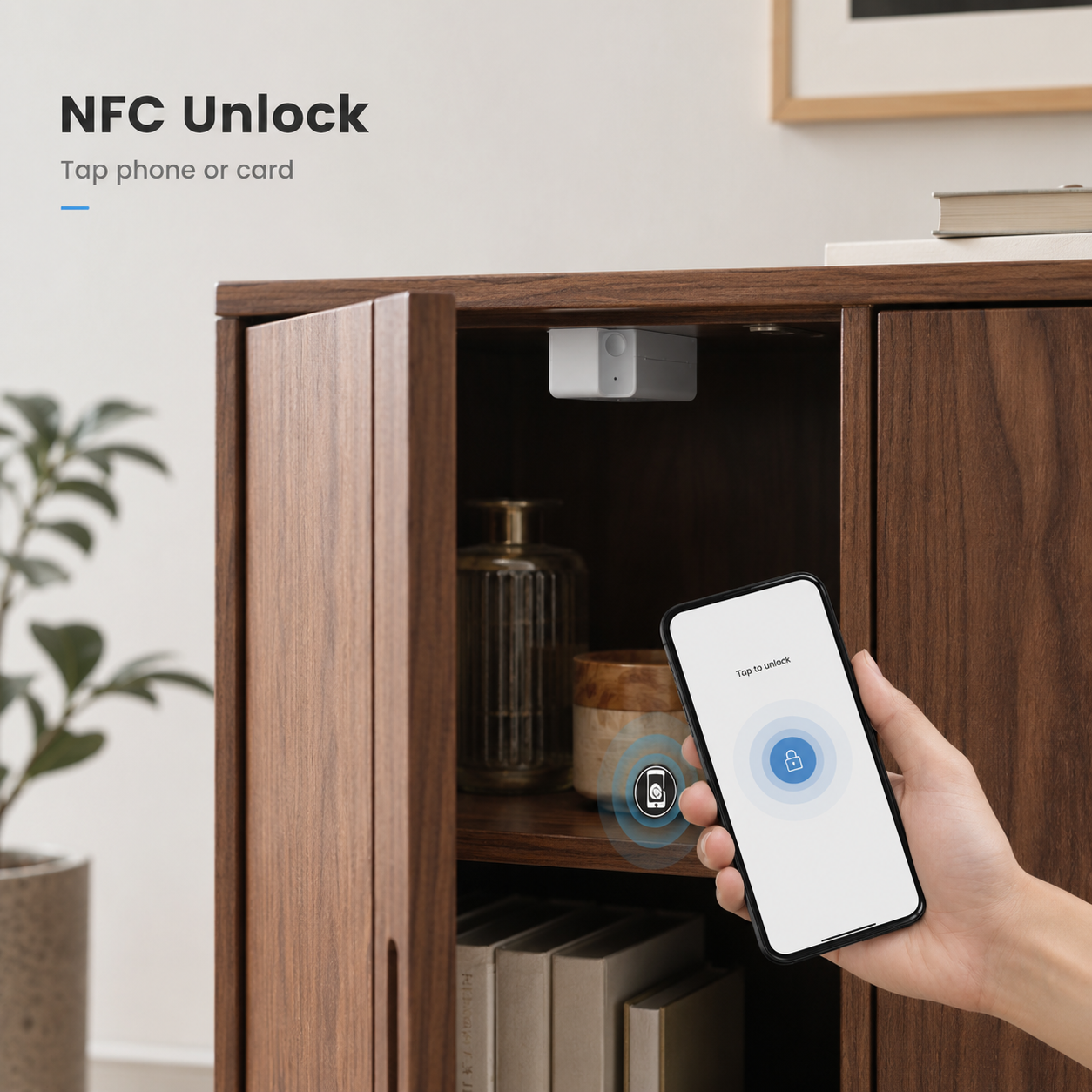 NFC unlock feature for smart cabinet lock
