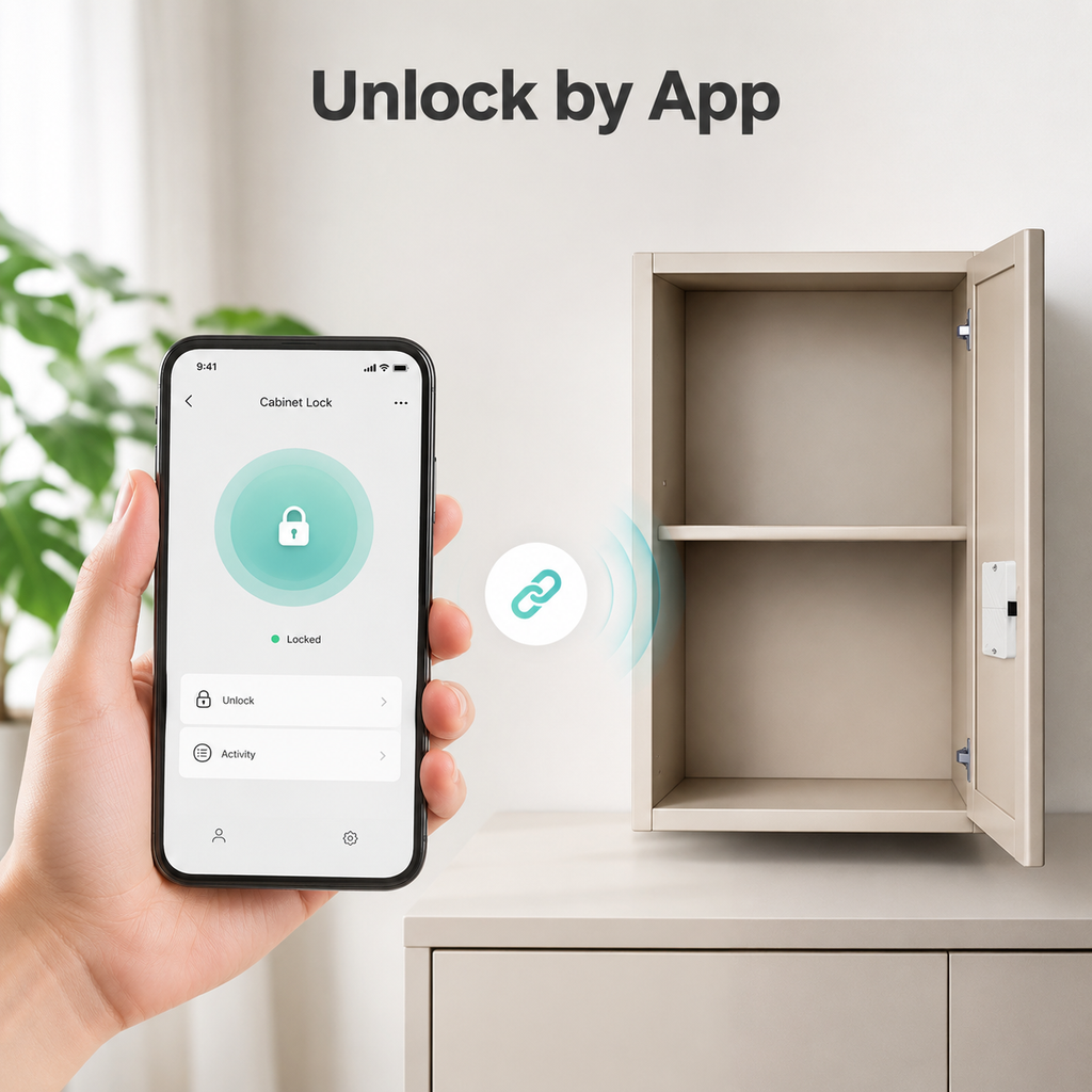 Phone app control for Bluetooth cabinet lock