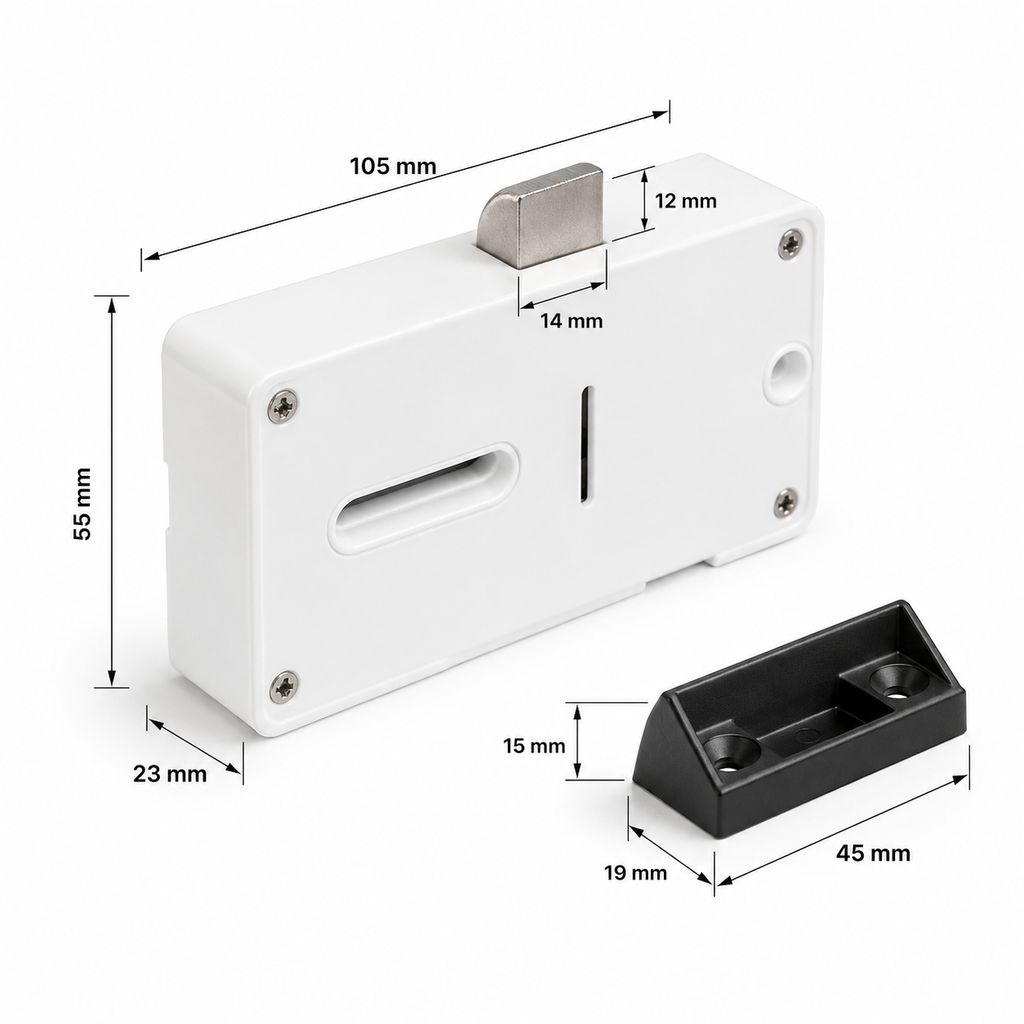 Dimensions diagram for Bluetooth smart cabinet lock