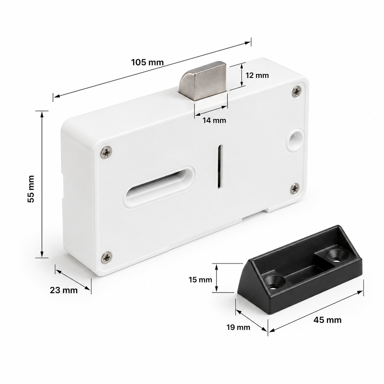 Dimensions diagram for Bluetooth smart cabinet lock