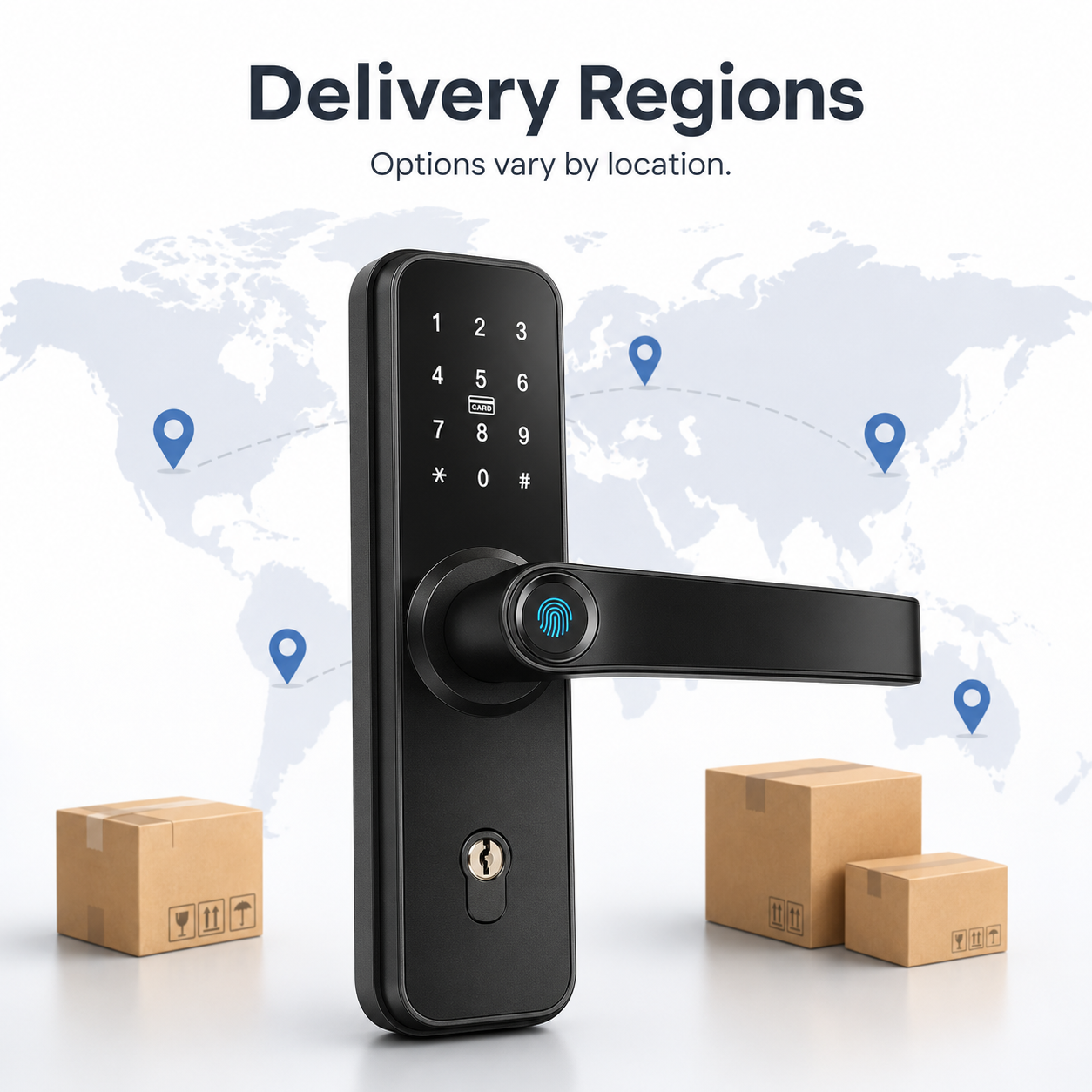 Generic delivery regions map for smart door lock handle