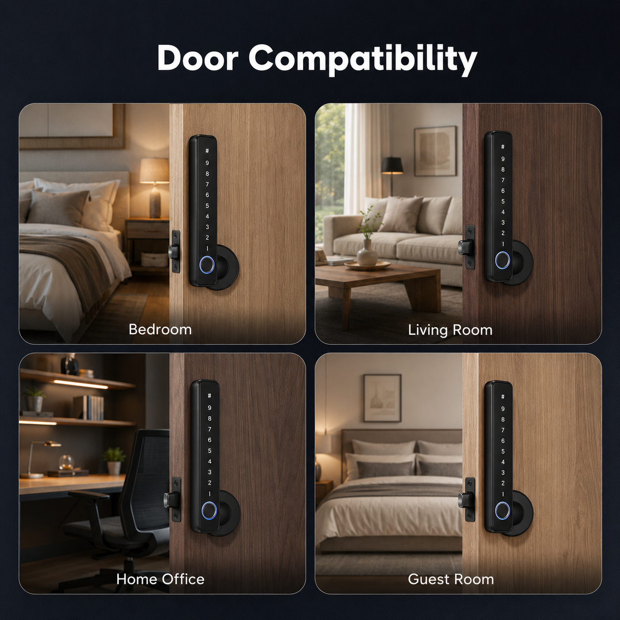 Door scene compatibility visual for smart lock handle