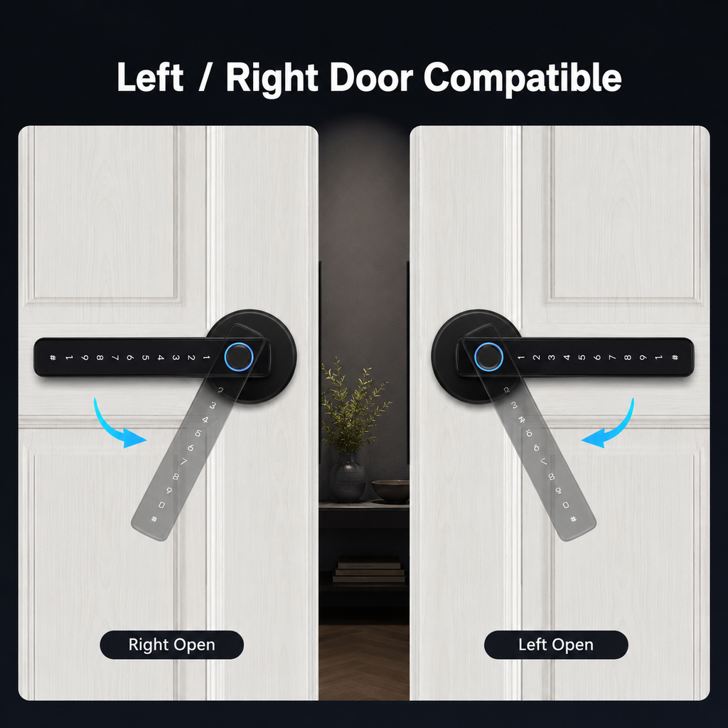 Left and right door compatibility visual for smart lock handle