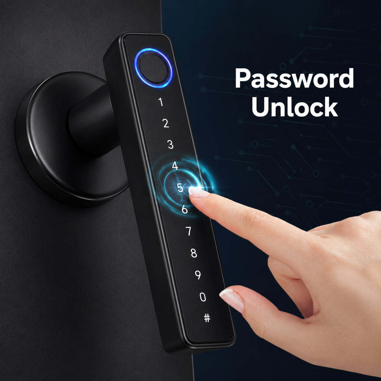 Password unlock keypad visual for smart door handle