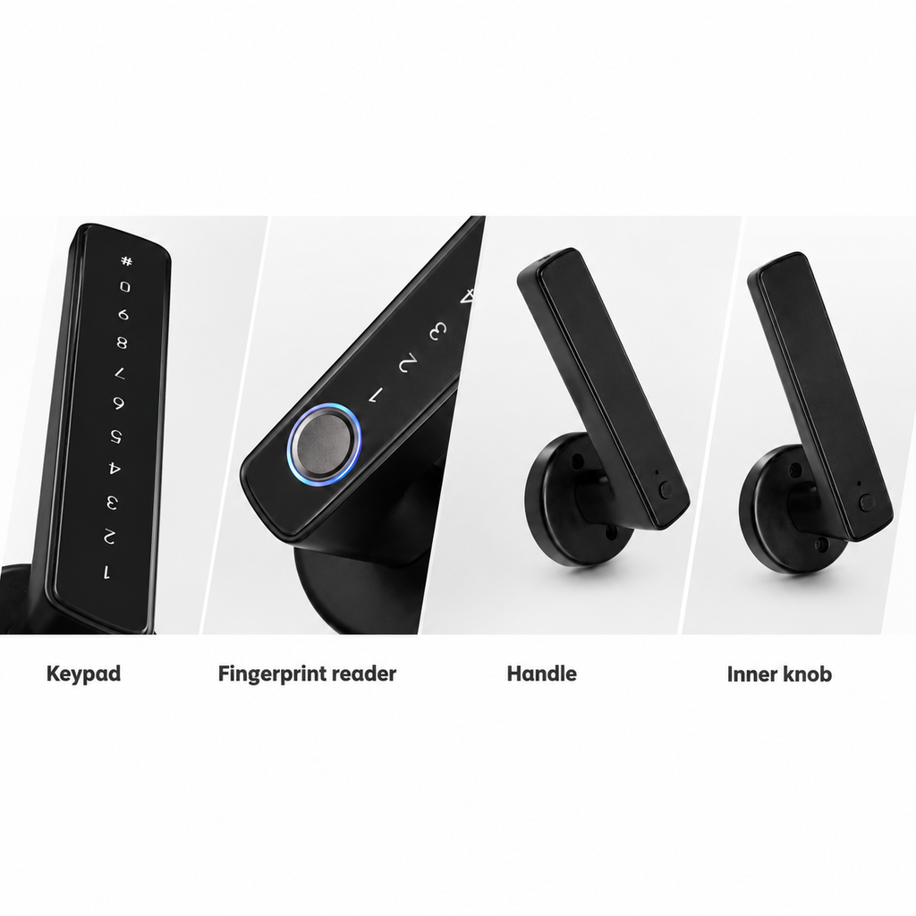Product detail strip for black smart door lock handle