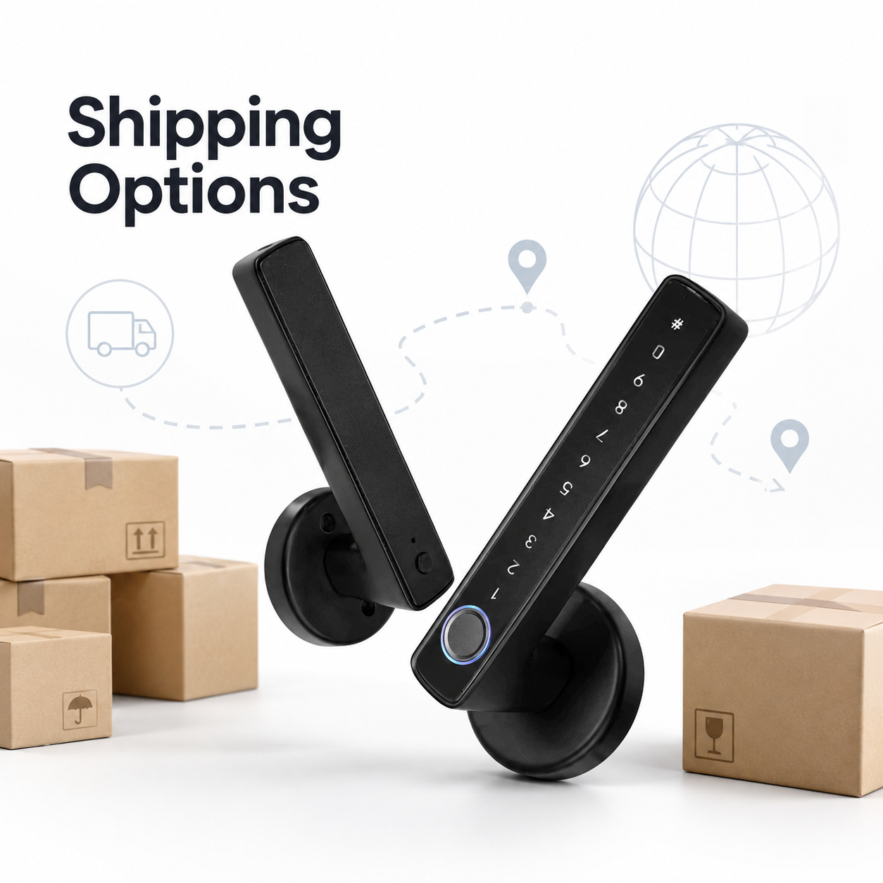 Generic shipping options visual for smart door lock handle
