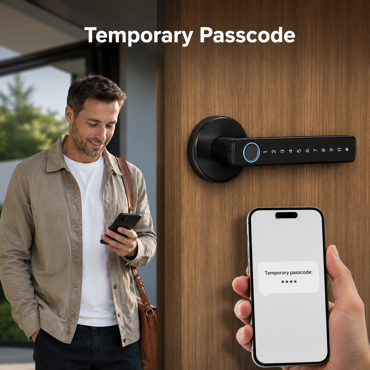 Temporary passcode visual for visitor access on smart door lock