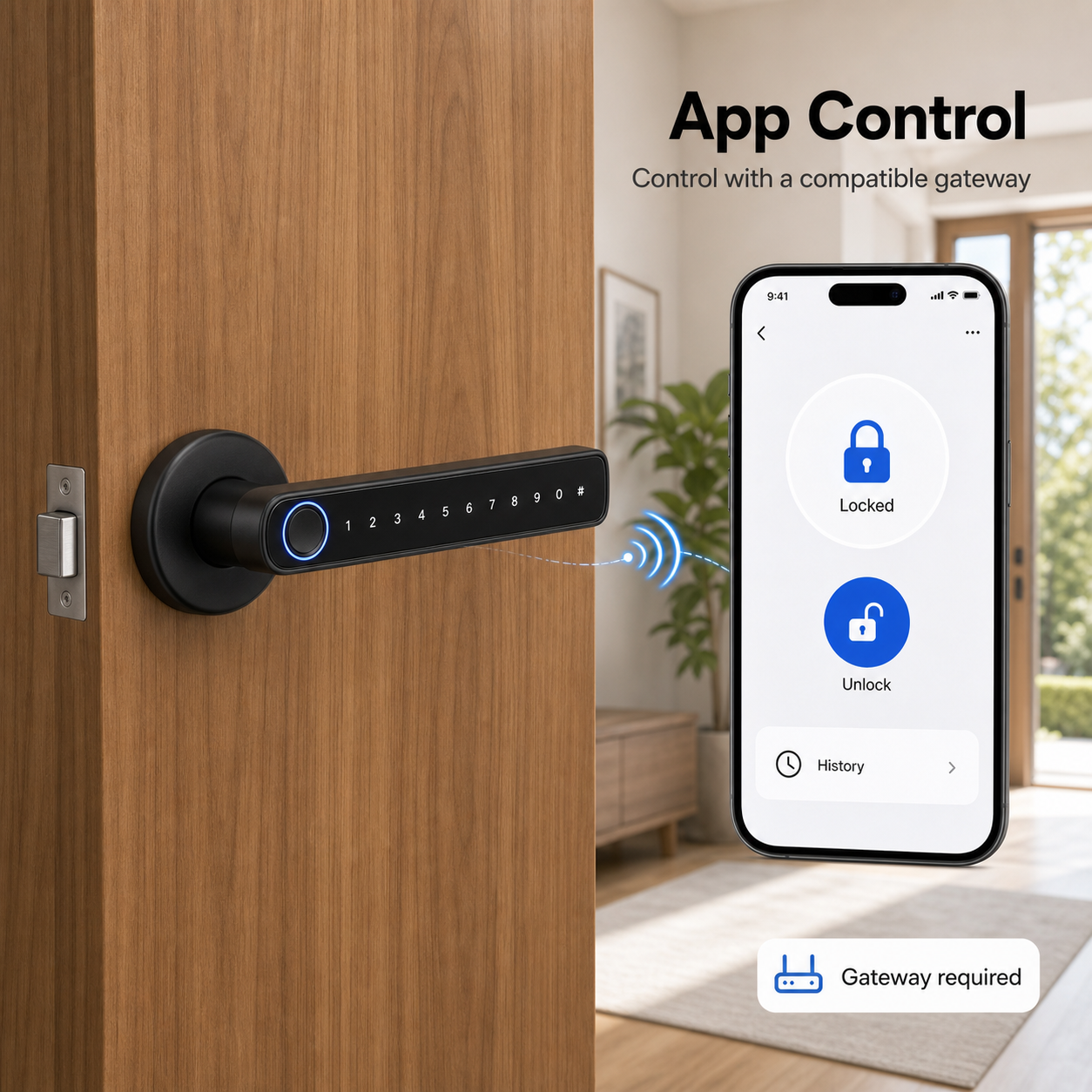 App control image for ZigBee smart handle lock with compatible gateway