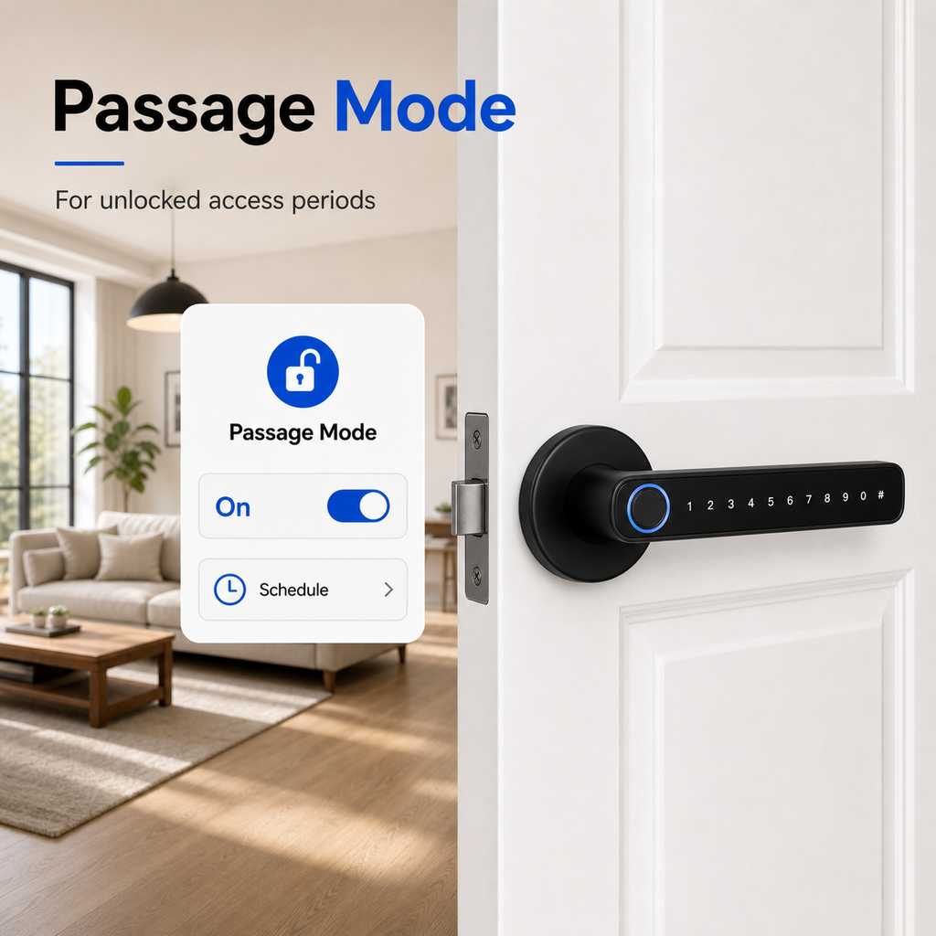 Passage mode feature for black smart handle lock