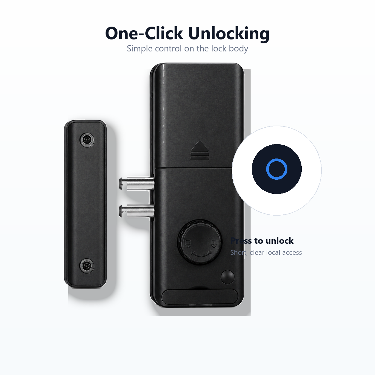 One-click unlocking detail for black concealed smart door lock