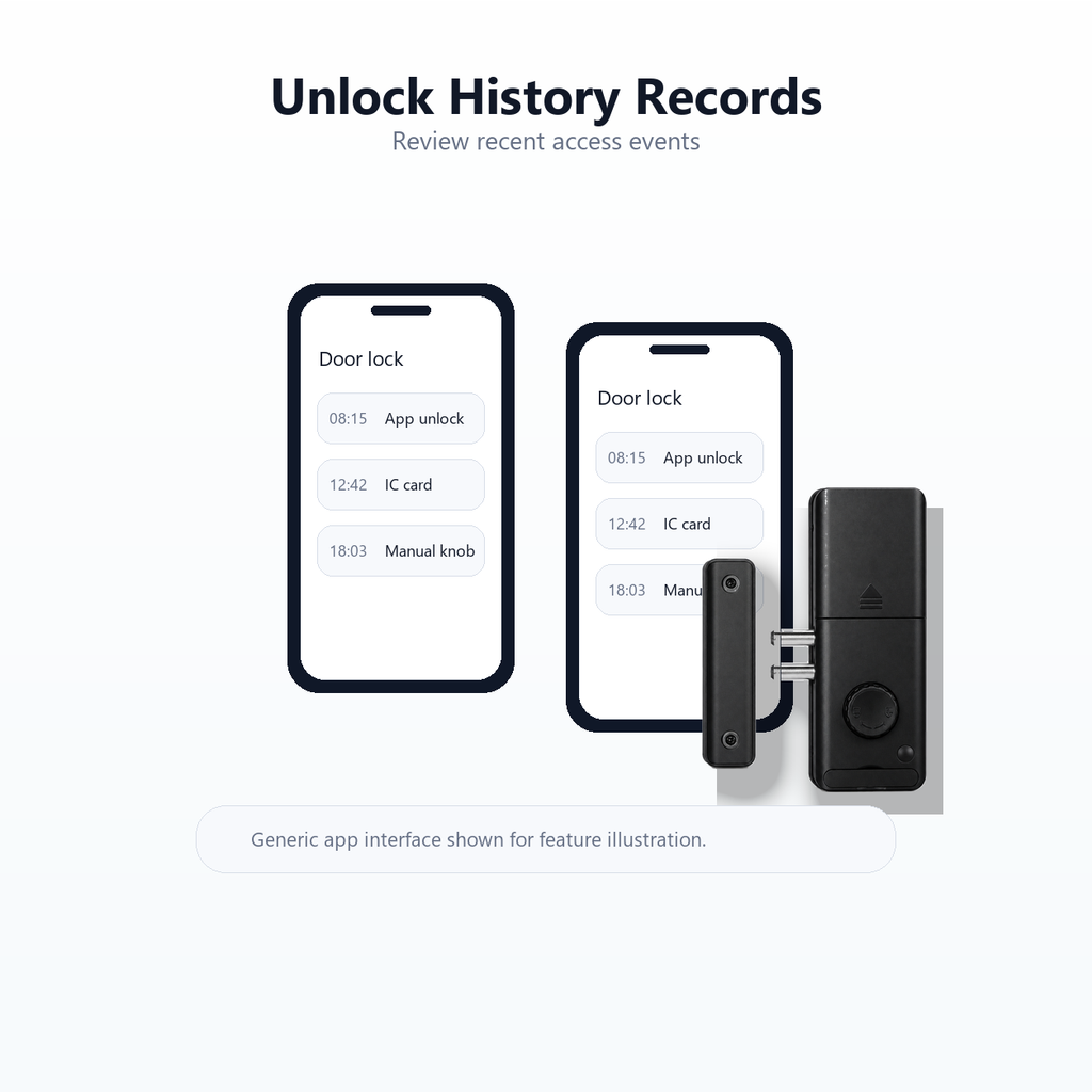 Unlock history records app view for smart door lock